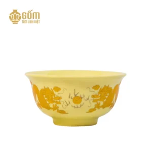 Bát cơm cúng men vàng tài lộc Bát Tràng