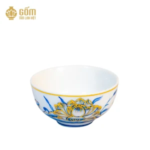 mẫu Bát cơm thờ men chàm kim vẽ vàng 24K chính hãng gốm tâm linh việt