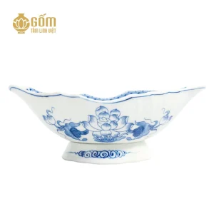 Bát đựng gà cúng men lam Bát Tràng