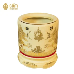 hình ảnh Bát hương men ngọc trai họa tiết rồng vẽ vàng 24K đẹp