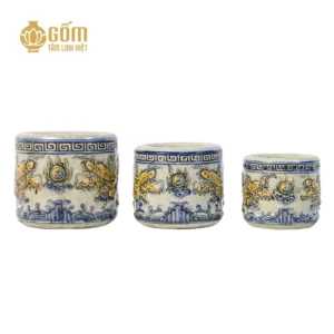 Bát hương men rạn Bát Tràng họa tiết rồng