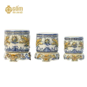 Bát hương men rạn Bát Tràng họa tiết rồng