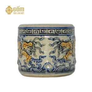 Bát hương men rạn Bát Tràng họa tiết rồng