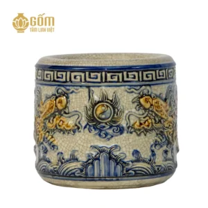 Bát hương men rạn Bát Tràng họa tiết rồng