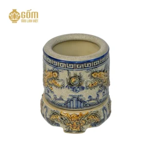 Bát hương men rạn Bát Tràng họa tiết rồng