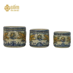 Bát hương men rạn Bát Tràng họa tiết rồng