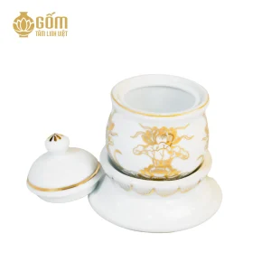 mở bát sâm men bạch ngọc vẽ vàng 24K