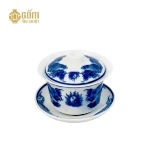 Bát sâm thờ men lam chàm cổ Bát Tràng