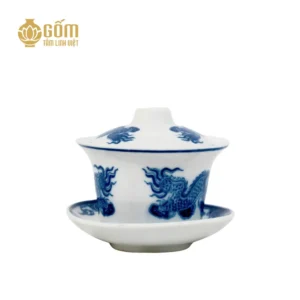 Bát sâm thờ men lam chàm cổ Bát Tràng