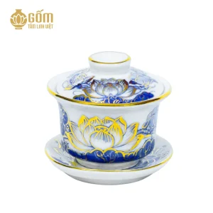 Hình ảnh Bát sâm thờ men lam vẽ vàng