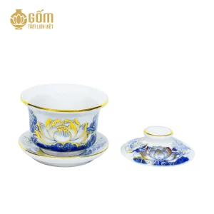 Hình ảnh Bát sâm thờ men lam vẽ vàng