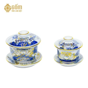 Hình ảnh Bát sâm thờ men lam vẽ vàng