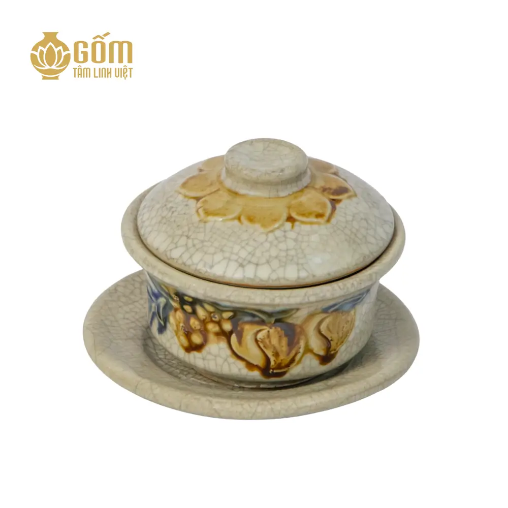 Hình ảnh Bát sâm thờ men rạn Bát Tràng