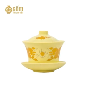 Bát sâm thờ men vàng tài lộc Bát Tràng