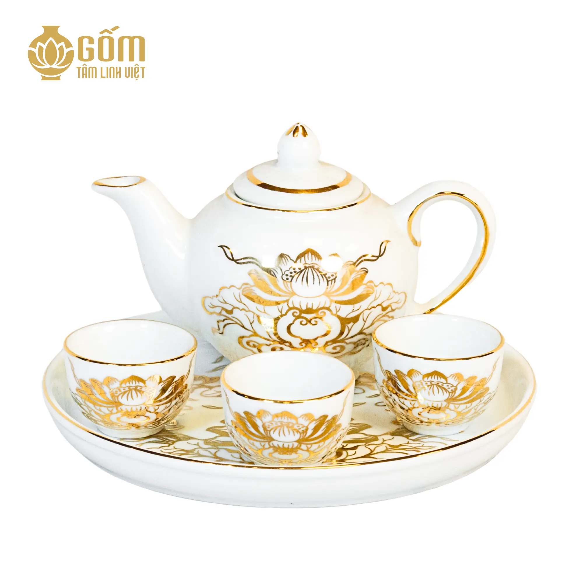 Bộ Trà Thờ Vẽ Vàng HDC