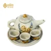 Bộ trà thờ 3 chén men rạn Bát Tràng