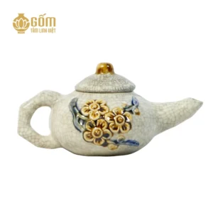 Bộ trà thờ 3 chén men rạn Bát Tràng