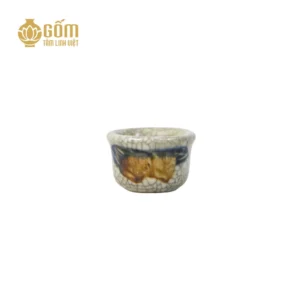 Bộ trà thờ 3 chén men rạn Bát Tràng