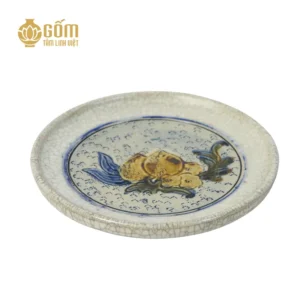 Bộ trà thờ 3 chén men rạn Bát Tràng