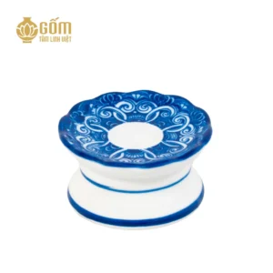 Chân nến thờ men lam chàm cổ Bát Tràng chính hãng