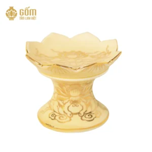 mẫu Chân nến thờ men ngọc trai vẽ vàng 24K chính hãng gốm tâm linh việt