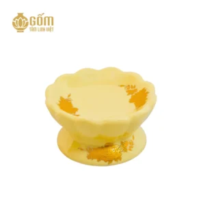 Chân nến thờ men vàng tài lộc Bát Tràng chính hãng