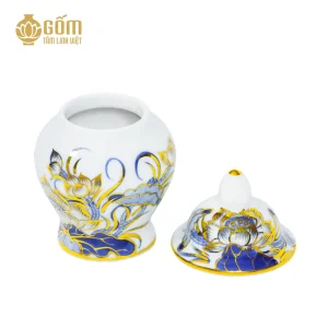 Hình ảnh Chóe thờ men lam vẽ vàng Bát Tràng