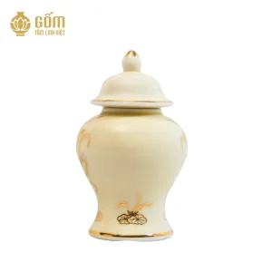 mặt sau Chóe thờ men ngọc trai vẽ vàng 24K