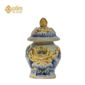 Hình ảnh Chóe thờ men rạn Bát Tràng họa tiết hoa sen