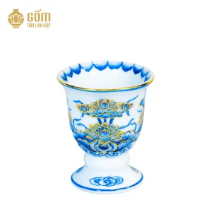 mẫu Cốc phật thủ men chàm kim vẽ vàng 24K chính hãng