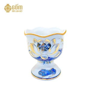 mẫu Cốc phật thủ men lam vẽ vàng Bát Tràng chính hãng gốm tâm linh việt