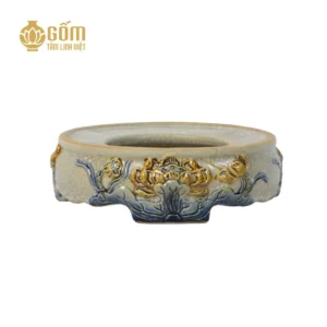Đế bát hương hoa sen men rạn Bát Tràng