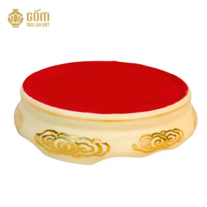 1 chân đế bát hương men ngọc trai vẽ vàng 24K