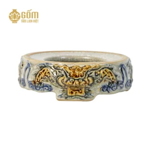 Đế bát hương rồng men rạn Bát Tràng