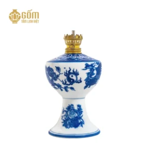 mẫu Đèn dầu thờ men lam chàm cổ cao cấp