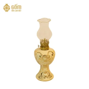 mẫu Đèn dầu thờ men ngọc trai vẽ vàng 24K chính hãng gốm tâm linh việt