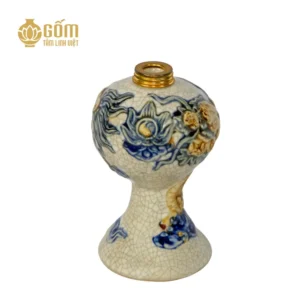 Đèn dầu thờ men rạn Bát Tràng họa tiết rồng