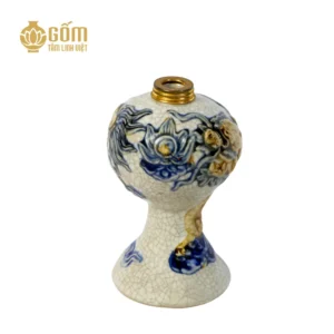 Đèn dầu thờ men rạn Bát Tràng họa tiết rồng