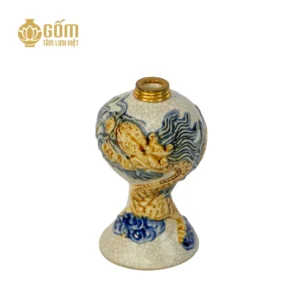 Đèn dầu thờ men rạn Bát Tràng họa tiết rồng