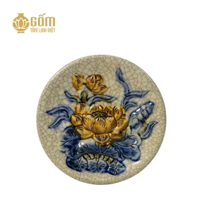 Hình ảnh Đĩa trầu cau thờ men rạn Bát Tràng