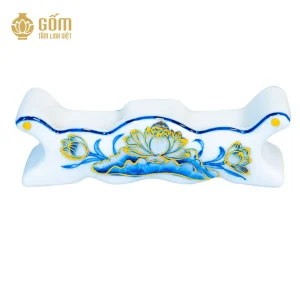 kỷ ngai 3 chén men chàm kim vẽ vàng 24K