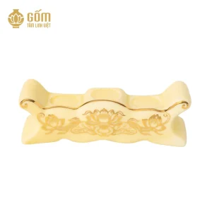 góc phía trên của Bộ kỷ ngai 3 chén men ngọc trai vẽ vàng 24K