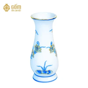 mặt sau của Lọ huệ men chàm kim vẽ vàng 24K