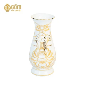 hình ảnh Lọ huệ thờ men bạch ngọc vẽ vàng 24K
