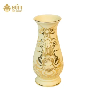 mẫu Lọ huệ thờ men ngọc trai vẽ vàng 24K cao cấp