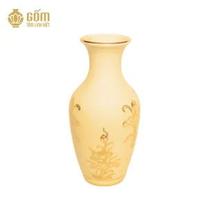 mặt sau của Lục bình thờ men ngọc trai vẽ vàng 24K cao cấp