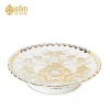 hình ảnh mâm bồng men bạch ngọc họa tiết hoa sen vẽ vàng 24K