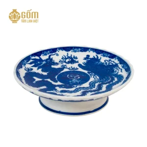 Mâm bồng men lam chàm cổ