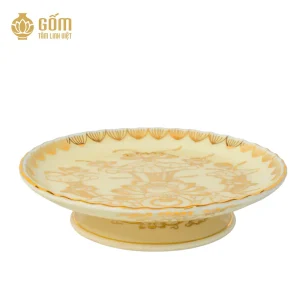 mẫu mâm bồng men ngọc trai vẽ vàng 24K chính hãng