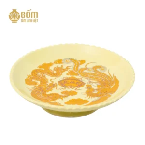 Mâm bồng men vàng tài lộc Bát Tràng